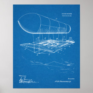 1914 Patentzeichnung für Flugmaschine als Kunstdru Poster