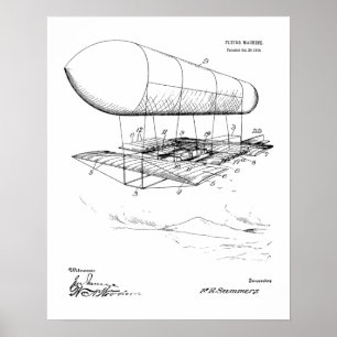 1914 Patentzeichnung für Flugmaschine als Kunstdru Poster