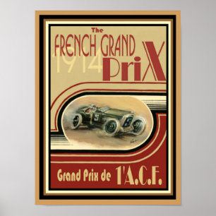 1914 Poster des französischen Großpreises 12 x 16