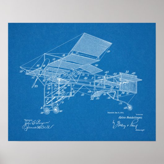 1914 Vintage Flugzeugpatentkunst Zeichnend Druck Poster (Vorne)