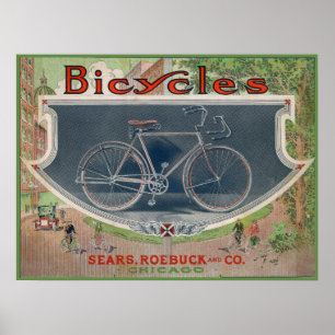 1914 Vintage Sears Fahrrad Werbeplakat Kunst Poster