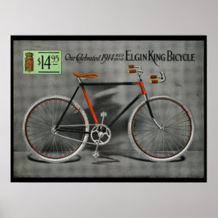 1914 Vintager Elgin König Bicycle Ad Art Poster