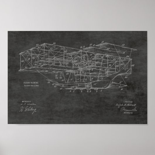 1914 Zeichnend Flugmaschine Poster (Vorne)
