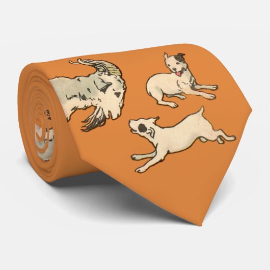 1914 Ziege und Hunde Krawatte (Gerollt)