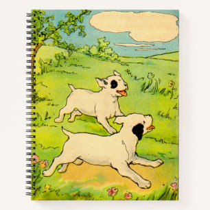 1914 zwei Hunde Kinderbuch-Illustration Notizblock
