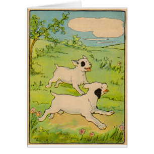 1914 zwei Hunde laufen