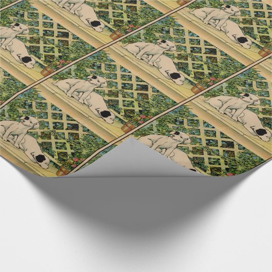 1914 zwei Hunde neugierig Geschenkpapier (Ecke)