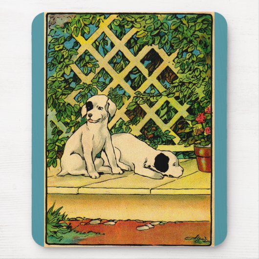 1914 zwei Hunde neugierig Mousepad (Vorne)