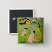 1914 zwei Hunde und eine kleine weiße Katze Button (Vorne & Hinten)