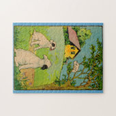 1914 zwei Hunde und eine kleine weiße Katze Puzzle (Horizontal)