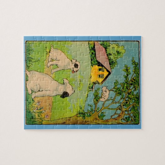 1914 zwei Hunde und eine kleine weiße Katze Puzzle (Horizontal)