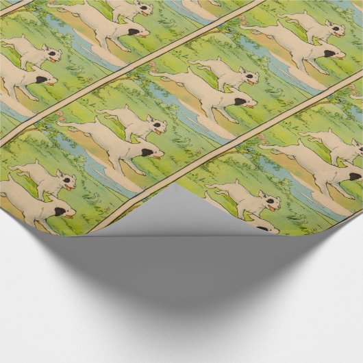 1914 zwei laufende Hunde Geschenkpapier (Ecke)