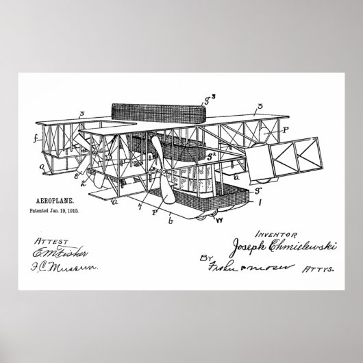 1915 Bootflugzeug-Patent Kunst Zeichnung Druck Poster (Vorne)