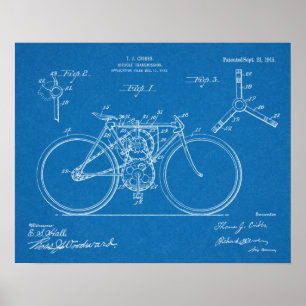 1915 Fahrrad-Getriebe-Design-Patent-Kunststoffdruc Poster