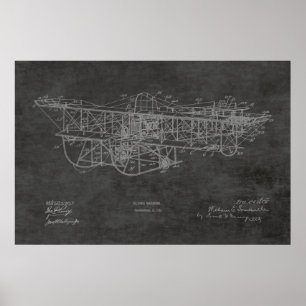1915 Flugmaschinen-Flugzeug-Patentzeichnung Druck Poster