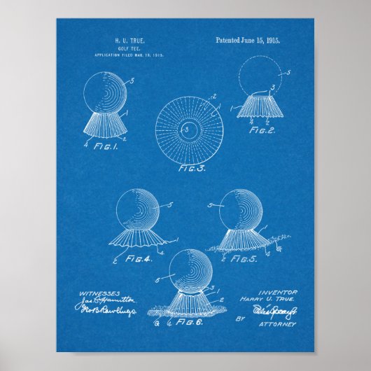 1915 Golf Ball T-Shirt Design Patent Art Print Poster (Vorne)