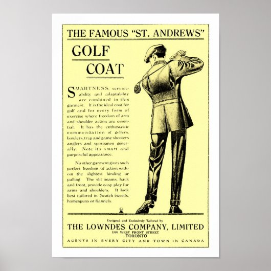 1915 Golf Clothing Print Poster (Vorne)