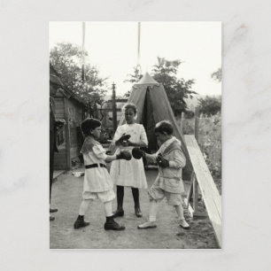 1915 Hinterhof-Boxkampf Postkarte