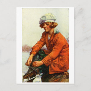 1915 Ice-Skaten Postkarte