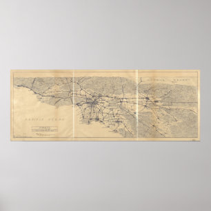 1915 Karte Los Angeles, Auto-Verein südlichen CA Poster