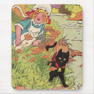1915 niedliches kleines Mädchen und ihre schwarze  Mousepad