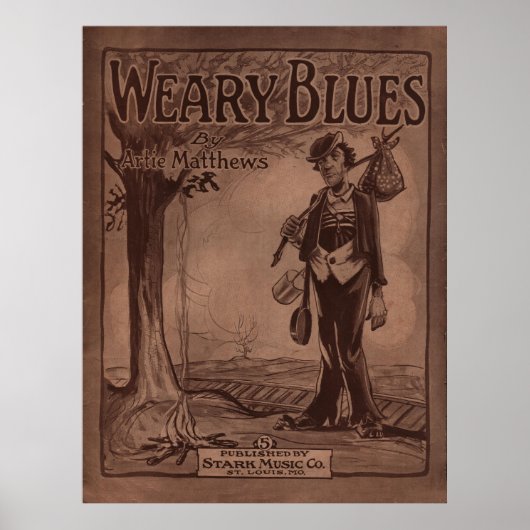 1915 Notenblatt "WEARY BLUES" Poster (Vorne)