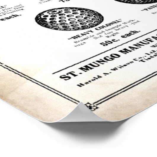 1915 Oberst Golf Balls Werbung Print Poster (Ecke)