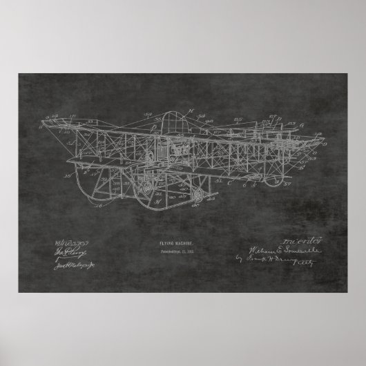 1915 Patent für Flugmaschine Zeichnend Druck Poster (Vorne)