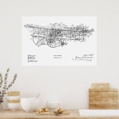 1915 Patent für Flugmaschine Zeichnend Druck Poster (Küche)