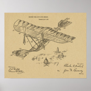 1915 Vintage Flugzeug-Patentkunstzeichnung Druck Poster