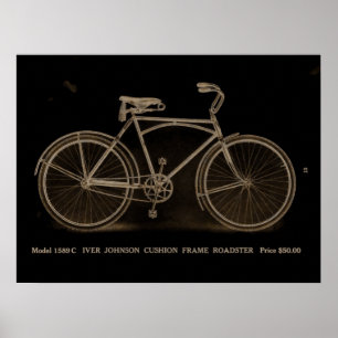 1915 Vintages Iver Johnson Bicycle Ad Art Poster