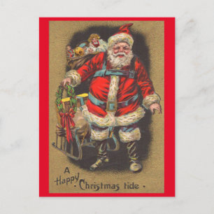 1915 Weihnachtsmann mit seinem Schlitten und Spiel Feiertagspostkarte