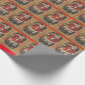 1915 Weihnachtsmann mit seinem Schlitten und Spiel Geschenkpapier (Ecke)