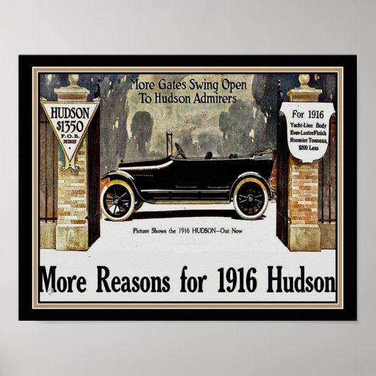 1916 Hudson Automobile-Werbung Poster (Vorne)