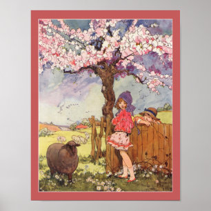 1916 Kinder und Schaf-Kinderreim Poster