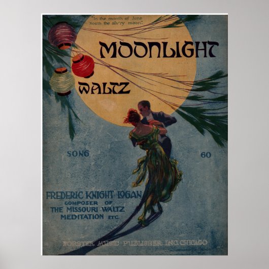1916 Noten "MOONLIGHT WALTZ" Poster (Vorne)