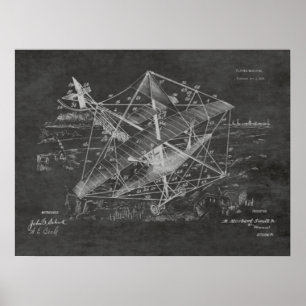 1916 Vintage Flugzeug-Patentkunstzeichnung Druck Poster