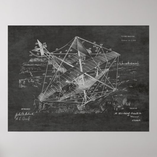 1916 Vintage Flugzeugpatentkunst Zeichnend Druck Poster (Vorne)