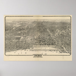 1916 Vogel-Augen-Ansicht-panoramische Karte Poster
