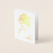 1917 Art Nouveau Lady Gold Foil Note Card