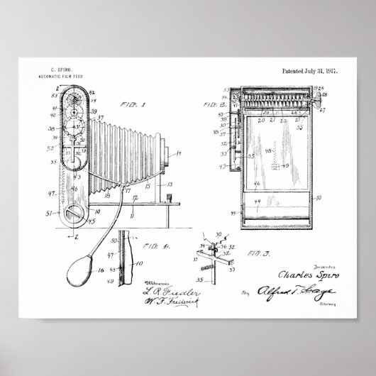 1917 Faltkamera Patent Art Zeichnend Druck Poster (Vorne)