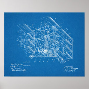 1917 Flugmaschine Flugzeug Patent Art Zeichnend Poster