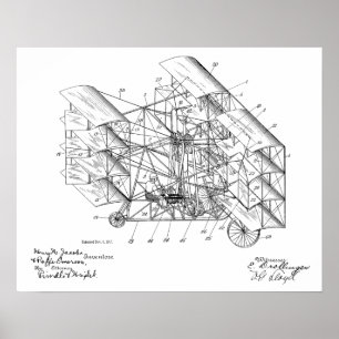 1917 Flugmaschinen-Flugzeug-Patentkunstzeichnung Poster