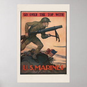 1917 US-Marines zuerst in Frankreich WW1 Marines Poster