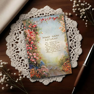 1917 Vintage florale Geburtstagsgrüße Postkarte