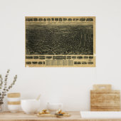 1917 Waterbury CT Birds Eye Panoramablick Karte Poster (Küche)