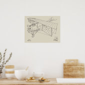 1918 Biplane Flugzeugpatentkunst Zeichnend Druck Poster (Küche)