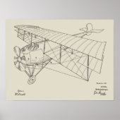 1918 Biplane Flugzeugpatentkunst Zeichnend Druck Poster (Vorne)