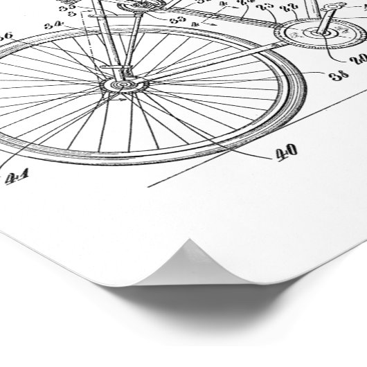 1918 Chainless Bicycle Design Patent Art Print Poster (Ecke)