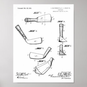 1918 Golfschlägerkopf-Patentkunstzeichnung Druck Poster